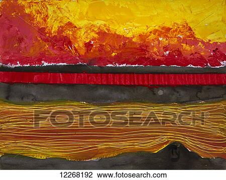 Painting of a colourful sunset reflected in water and the horizon View Large Photo Image Stock Image - Painting of a colourful sunset reflected in water and the horizon. Fotosearch