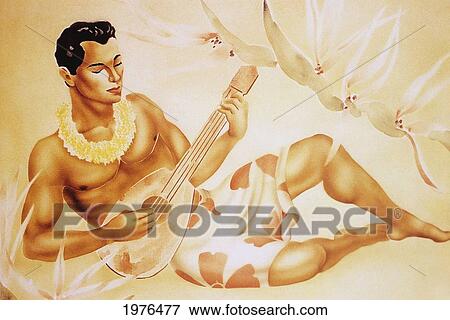 Painting of a man playing a Ukulele View Large Photo Image Stock Photo - Painting of a man playing a Ukulele. Fotosearch