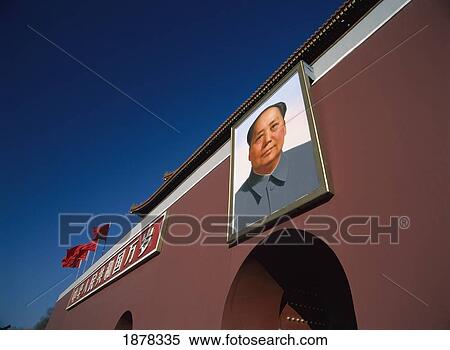 Stock Photography - Painting Of Chairman Mao In Forbidden City. Fotosearch