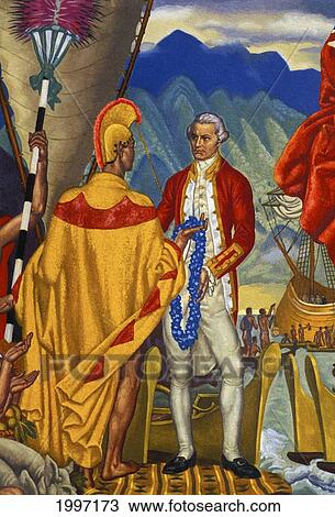 Painting of explorer arriving at the hawaiian islands View Large Photo Image Stock Image - Painting of explorer arriving at the hawaiian islands. Fotosearch