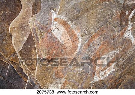 Stock Photo - Paintings Of Marine Birds In The Cave Of Ana Kai Tangata, Rapa Nui (Easter Island), Chile. Fotosearch