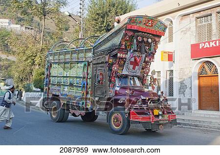 Stock Photo - Pakistani Decorated Truck, Muzaffarabad, Azad Kashmir, Pakistan. Fotosearch
