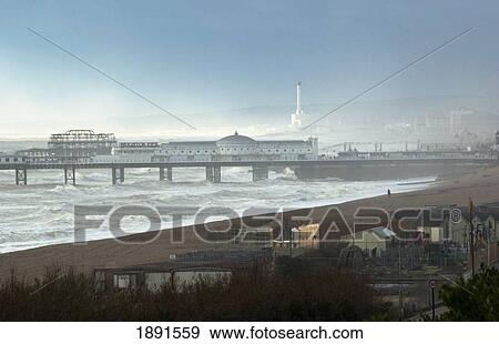 Stock Photo - Palace Pier And Shoreham Power Station. Fotosearch