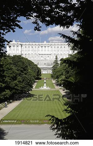 Stock Image - Palacio Real And Campo Del Moro Gardens. Fotosearch