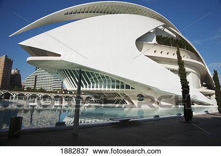 Stock Photo - Palau De Les Arts At The City Of Arts And Sciences; Valencia, Spain. Fotosearch