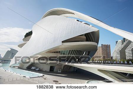 Stock Photo - Palau De Les Arts At The City Of Arts And Sciences; Valencia, Spain. Fotosearch