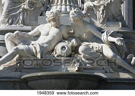 Stock Photo - Pallas Athena statue in the Athenebrunnen fountain in front of the Parliament building, Vienna (Wien), Austria. Fotosearch