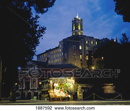 Stock Image - Pallazo Senatorio And Fruit Seller. Fotosearch