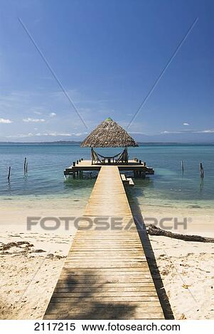 Stock Photography - Panama, Bocas Del Toro, Isla Bastimentos, boat dock. Fotosearch