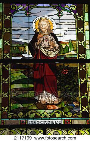 Stock Photo - Panama, Panama City, Cosco Viejo, Plaza de la Independencia, Catedral de Nuestra Senora de la Asuncion, stained-glass window.. Fotosearch