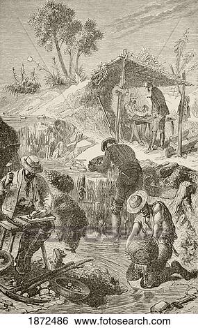 Panning For Gold. From The Book Chips From The Earth's Crust Published 1894. View Large Photo Image Stock Photograph - Panning For Gold. From The Book Chips From The Earth's Crust Published 1894.. Fotosearch