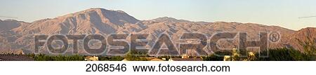 Panorama Of Desert Mountain Range At Sunrise With Blue Sky; Palm Springs California United States Of America View Large Photo Image Stock Photograph - Panorama Of Desert Mountain Range At Sunrise With Blue Sky; Palm Springs California United States Of America. Fotosearch