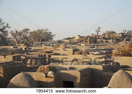 Stock Photography - Panorama of Dogon village, Sangha, Mali. Fotosearch