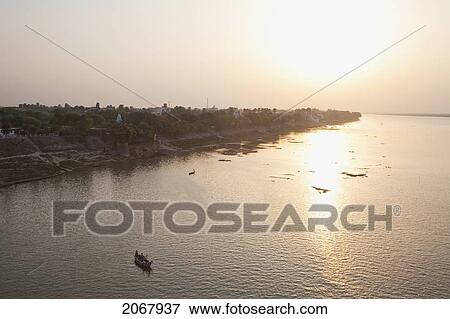 Stock Photo - Panorama Of Ganges River And Patna At Sunset, Bihar, India. Fotosearch