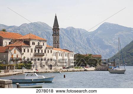 Panorama Of The Town Of Perast Along Kotor Bay, Monte View Large Photo Image Stock Photo - Panorama Of The Town Of Perast Along Kotor Bay, Monte. Fotosearch