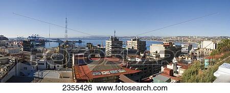 Panoramic Image Of The City And Port Of Valparaiso; Valparaiso, Chile View Large Photo Image Stock Photograph - Panoramic Image Of The City And Port Of Valparaiso; Valparaiso, Chile. Fotosearch