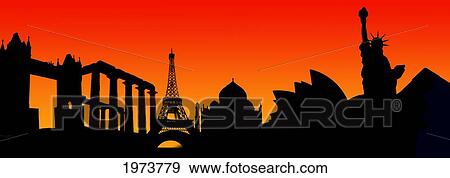 Stock Photo - Panoramic Of Monuments Of The World.. Fotosearch