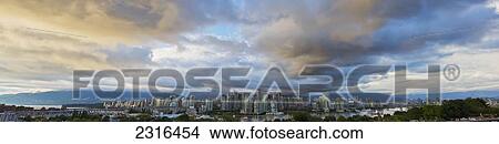 Picture - Panoramic Of Sunset Over Downtown; Vancouver British Columbia Canada. Fotosearch
