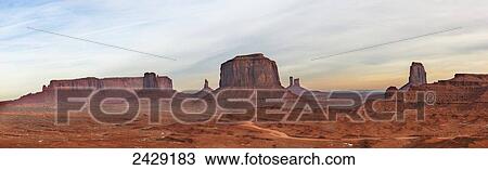 Stock Image - Panoramic view from John Wayne Point in Monument Valley Navajo Tribal Park; Arizona, United States of America. Fotosearch