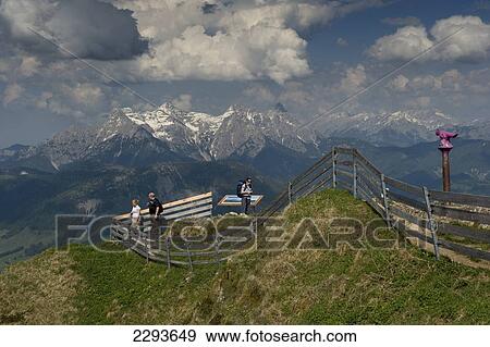 Stock Photo - Panoramic view from the top of the Kitzbuheler Horn. Kitzbuehel, Tyrol, Austria.. Fotosearch