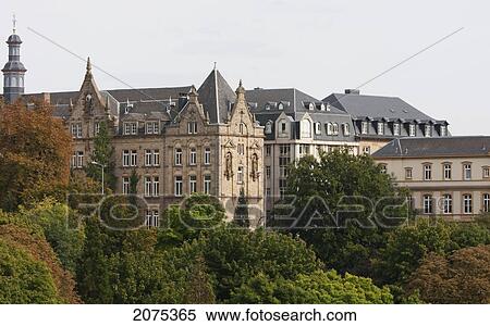 Stock Photography - Panoramic View Of Buildings By The Vallee De La Petrusse, Luxembourg. Fotosearch