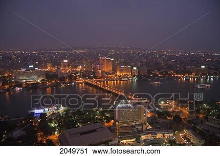 Panoramic View Of Cairo And The Nile, As Seen From The Cairo Tower At Night, Cairo, Al Qahirah, Egypt View Large Photo Image Stock Image - Panoramic View Of Cairo And The Nile, As Seen From The Cairo Tower At Night, Cairo, Al Qahirah, Egypt. Fotosearch