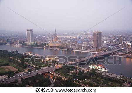 Panoramic View Of Cairo And The Nile, As Seen From The Cairo Tower At Dusk, Cairo, Al Qahirah, Egypt View Large Photo Image Stock Image - Panoramic View Of Cairo And The Nile, As Seen From The Cairo Tower At Dusk, Cairo, Al Qahirah, Egypt. Fotosearch