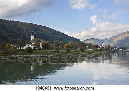 Panoramic view of Engelhartszell, as seen from the Danube River, Upper Austria, Austria View Large Photo Image Stock Image - Panoramic view of Engelhartszell, as seen from the Danube River, Upper Austria, Austria. Fotosearch