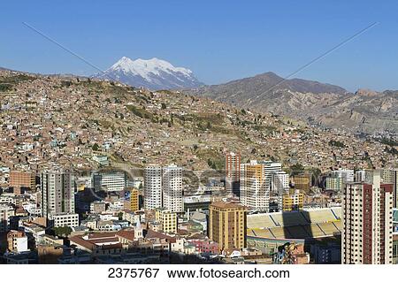 Panoramic view of La Paz and Mount Illimani from Mirador de Killi Killi, La Paz, Bolivia View Large Photo Image Stock Photo - Panoramic view of La Paz and Mount Illimani from Mirador de Killi Killi, La Paz, Bolivia. Fotosearch