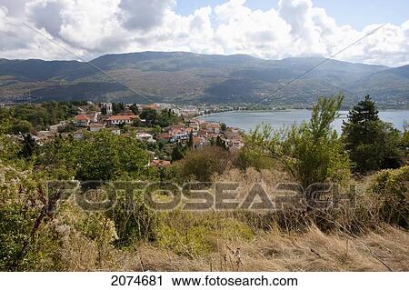 Stock Image - Panoramic View Of Ohrid, Macedonia. Fotosearch