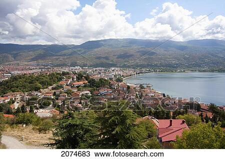 Stock Image - Panoramic View Of Ohrid, Macedonia. Fotosearch