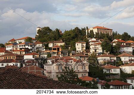 Panoramic View Of The Old Town, Ohrid, Macedonia View Large Photo Image Picture - Panoramic View Of The Old Town, Ohrid, Macedonia. Fotosearch