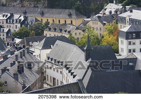 Panoramic View Of The Rooftops At The Grund, Luxembourg View Large Photo Image Stock Photo - Panoramic View Of The Rooftops At The Grund, Luxembourg. Fotosearch