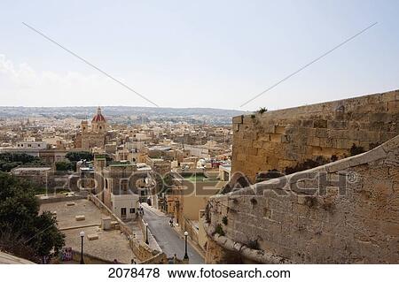 Stock Photo - Panoramic View Of Victoria From The Citadel, Victoria (Rabat), Gozo Island, Malta. Fotosearch