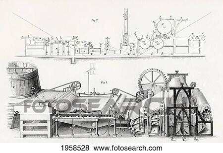 Paper Making Machine, 19Th Century. From Cyclopaedia Of Useful Arts And Manufactures By Charles Tomlinson. View Large Photo Image Stock Photo - Paper Making Machine, 19Th Century. From Cyclopaedia Of Useful Arts And Manufactures By Charles Tomlinson.. Fotosearch