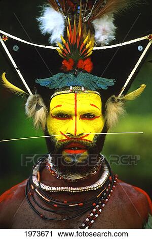 Papua New Guinea, Head Shot Of Young Man, Face With War Paint And Wild Hair View Large Photo Image Stock Image - Papua New Guinea, Head Shot Of Young Man, Face With War Paint And Wild Hair. Fotosearch