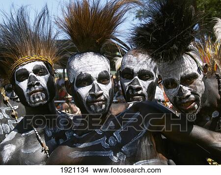 Picture - Papua New Guinea, Portrait of Sunapi Clan Members; Lae. Fotosearch