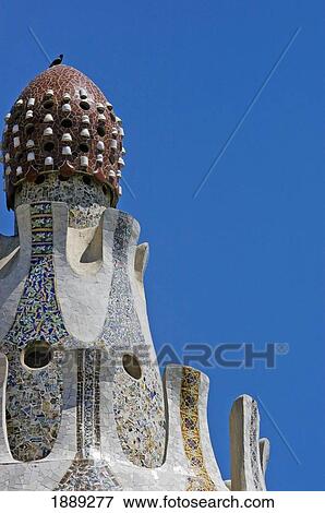Stock Photo - Parc Guell And Blue Sky, Close Up. Fotosearch