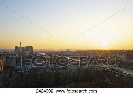 Paris and the Seine River at sunset; Paris, France View Large Photo Image Stock Image - Paris and the Seine River at sunset; Paris, France. Fotosearch