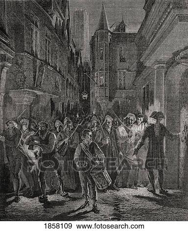 Stock Photo - Paris Guarded By The People. Engraved By Pannemaker-Ligny After De La Charlerie. From Histoire De La Revolution Francaise By Louis Blanc.. Fotosearch