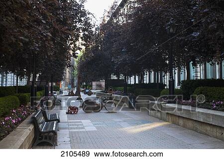 Stock Photo - Park In Old Montreal; Montreal Quebec Canada. Fotosearch