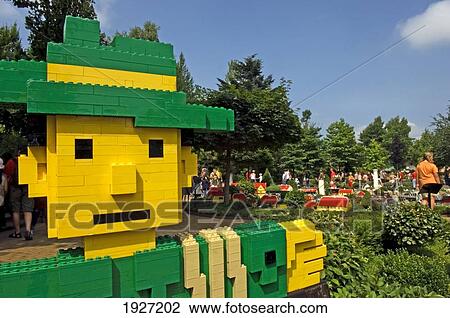 Stock Image - Park Ranger Out Of Building Blocks Outside Legoland, Billund, Denmark. Fotosearch