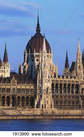 Stock Image - Parliament Buildings On River Danube. Fotosearch