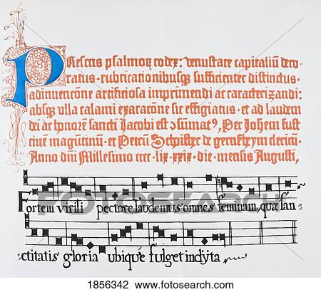 Part Of A Page With Illuminated Capital P From The 1459 Edition Of Fust And Schoiffer's Latin Psalter. From The National And Domestic History Of England By William Aubrey Published London Circa 1890 View Large Photo Image Stock Image - Part Of A Page With Illuminated Capital P From The 1459 Edition Of Fust And Schoiffer's Latin Psalter. From The National And Domestic History Of England By William Aubrey Published London Circa 1890. Fotosearch