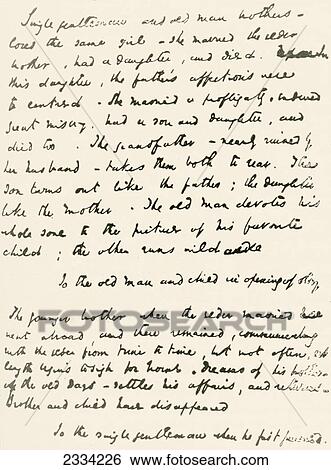 Stock Photograph - Part Of Charles Dicken's Manuscript Notes Re The Plot Of The Old Curiosity Shop. Charles John Huffam Dickens, 1812 ÃƒÂ¢Ã¢â‚¬Å¡Ã‚Â¬. Fotosearch