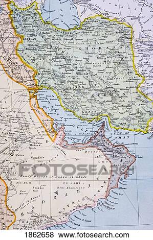 Stock Photo - Partial Map Of Middle East Showing Red Sea, Persian Gulf Horn Of Africa Gulf Of Aden In 1890S From The Citizen's Atlas Of The World Published London Circa 1899. Fotosearch