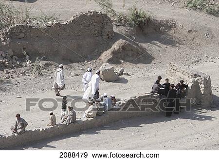 Stock Photo - Pashtun People In A Village In The Khyber Pass, Federally Administered Tribal Areas, Pakistan. Fotosearch