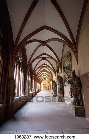 Stock Photo - Passage Along The Cloister In The Mainzer Dom (Mainz Cathedral Or St. Martin's Cathedral), Mainz, Germany. Fotosearch