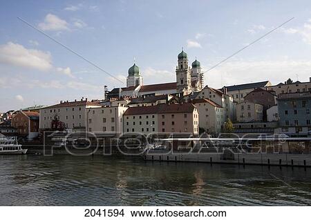 Passau, As Seen From The Danube River, Bavaria, Germany View Large Photo Image Picture - Passau, As Seen From The Danube River, Bavaria, Germany. Fotosearch