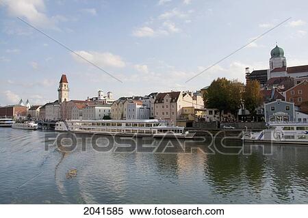 Passau, As Seen From The Danube River, Bavaria, Germany View Large Photo Image Stock Photography - Passau, As Seen From The Danube River, Bavaria, Germany. Fotosearch